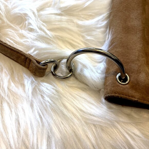 Wilsons Leather Maxima Tan Suede Wallet Purse boho retro Y2k 90s Luxury Brown - Picture 10 of 14